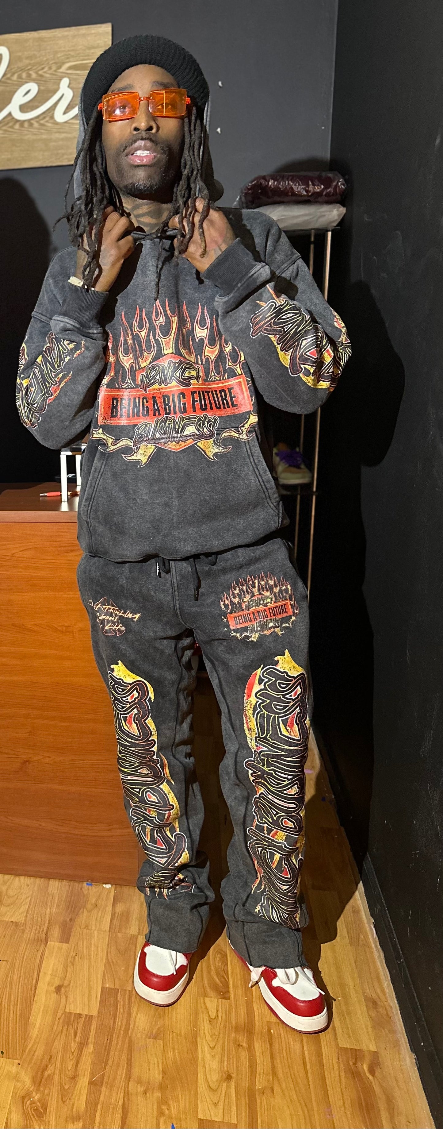 Acid Wash Sweatsuit Set